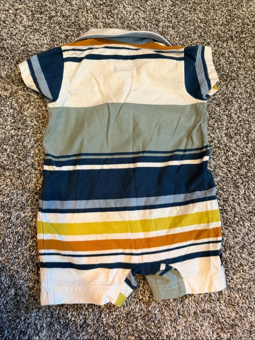 Tea Collection Infant Boys Polo Romper Striped One Piece 3-6M 100% Cotton